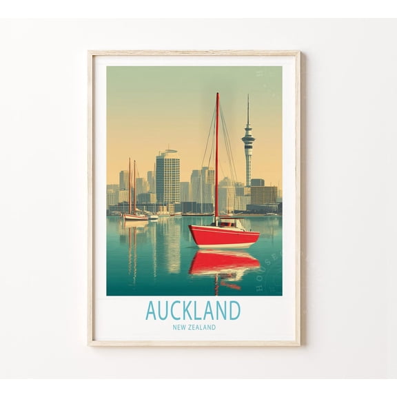 Auckland New Zealand Travel Wall Art 2, Stretched Canvas 16x20in