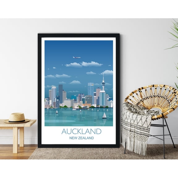 Auckland Travel Print, Travel Poster of Auckland, New Zealand, Travel Poster, Auckland Print, 16x24 UNFRAMED