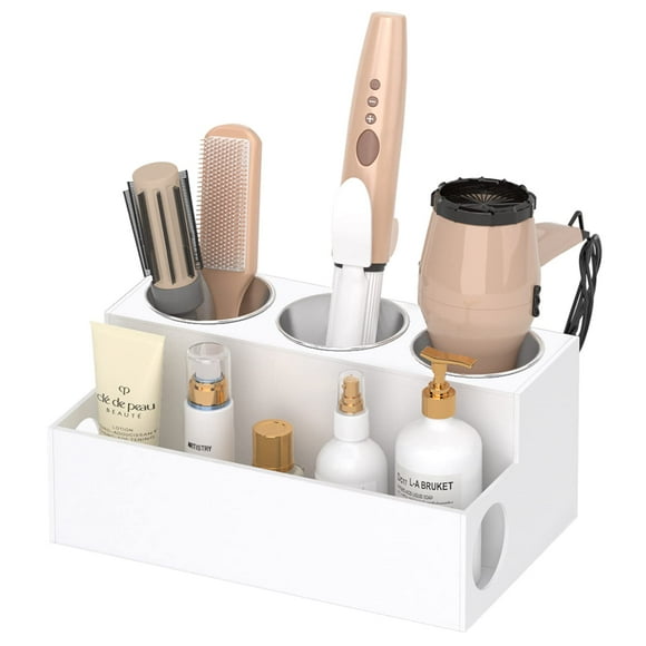 Auckpure Acrylic Hair Styling Tool Organizer and Holder - Bathroom Countertop Storage for Blow Dryers, Accessories, Makeup, and Toiletries