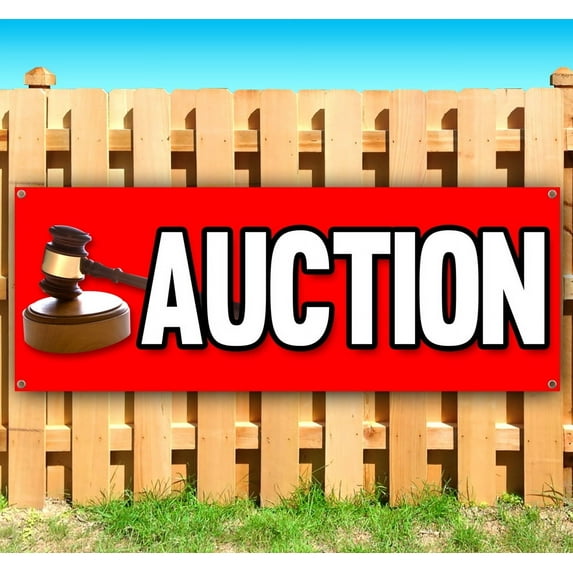 Auction 13 oz heavy duty vinyl banner sign with metal grommets, new, store, advertising, flag, (many sizes available)