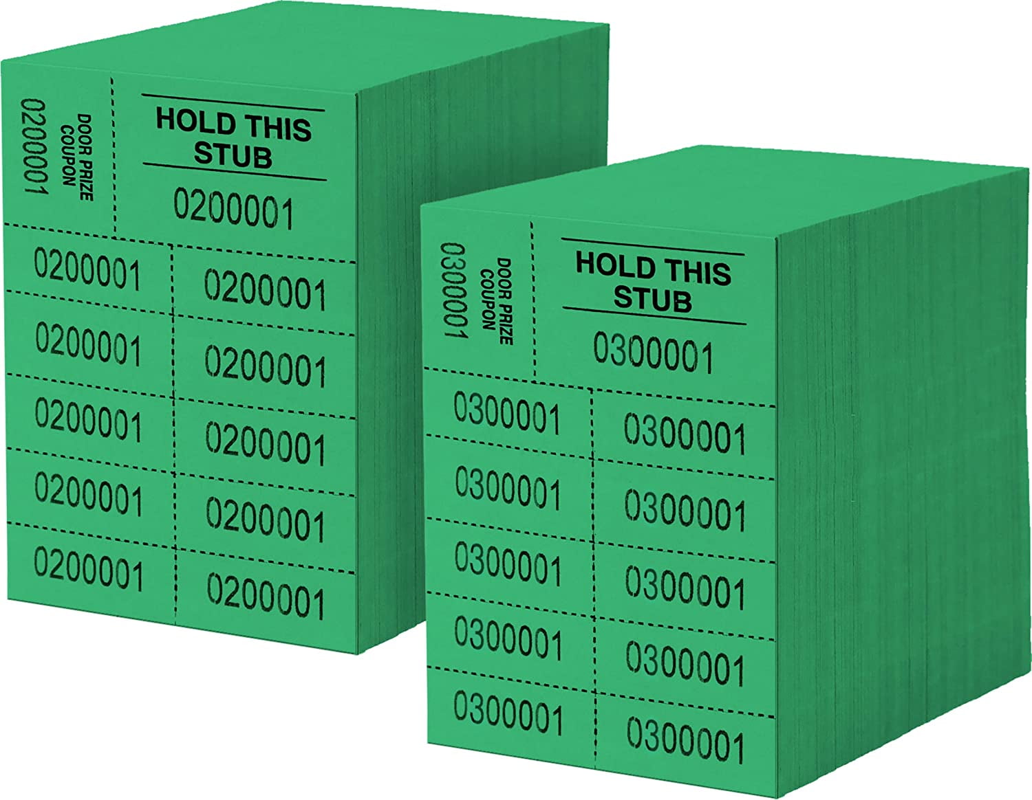 Auction Tickets - 1000 Sheets - 10 Numbers per Sheet (Green)