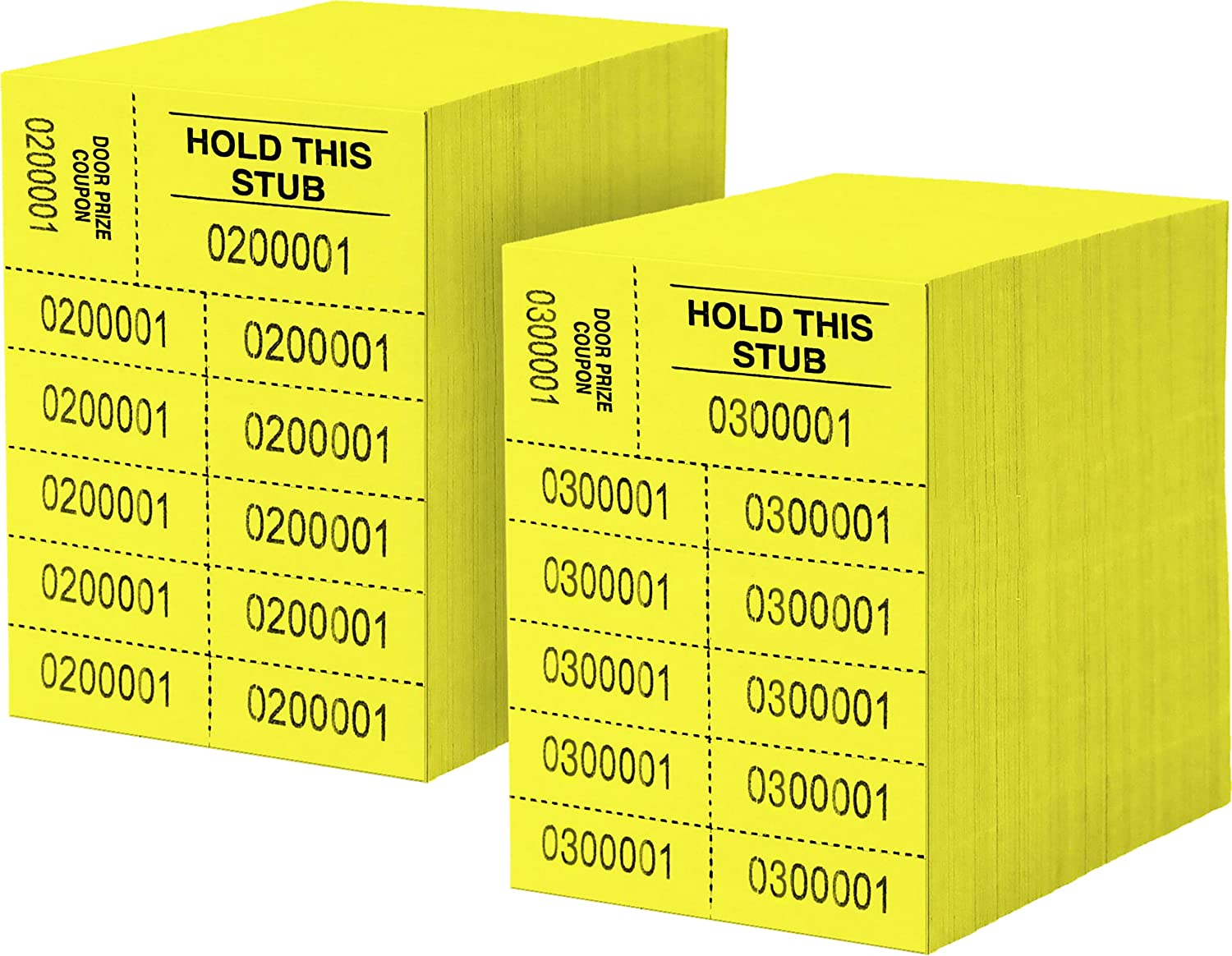 Auction Tickets - 1000 Sheets - 10 Numbers per Sheet (Yellow)