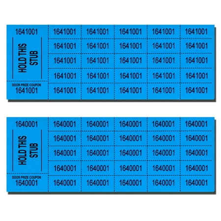 Auction Tickets - 1000 Sheets - Assorted Colors (Cyan)