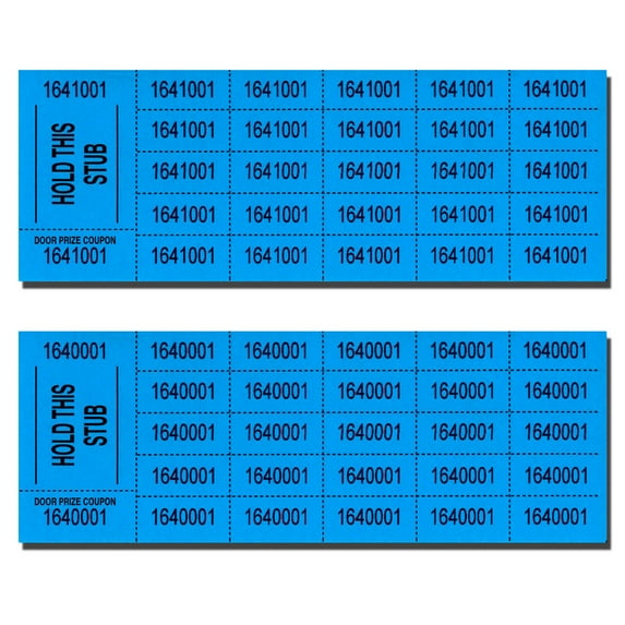 Auction Tickets - 1000 Sheets - Assorted Colors (Cyan)