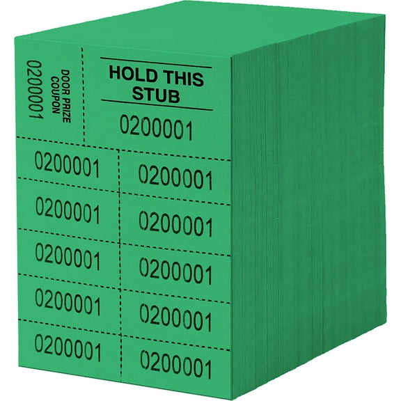 Auction Tickets - 500 Sheets - 10 Numbers per Sheet (Green)