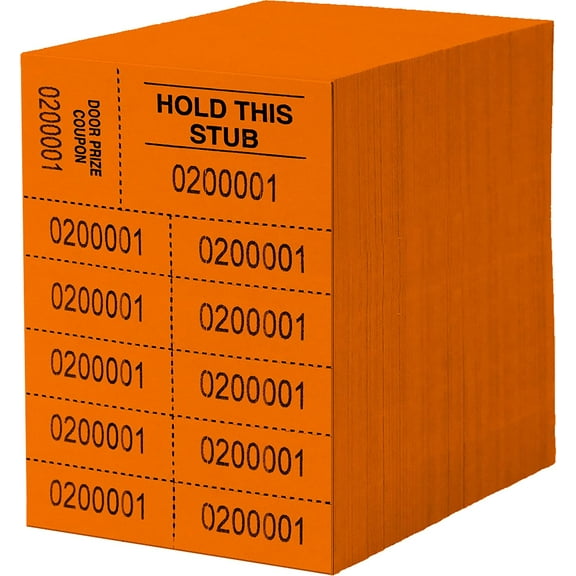 Auction Tickets - 500 Sheets - 10 Numbers per Sheet (Orange)