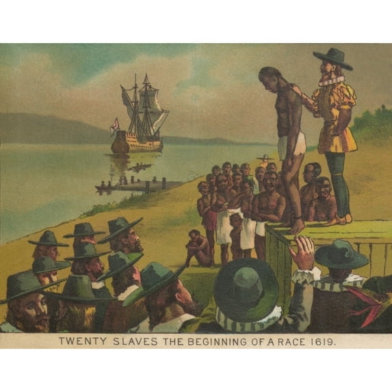 Auctioning Of Newly Arrived African Captives In Jamestown History (24 x 18)