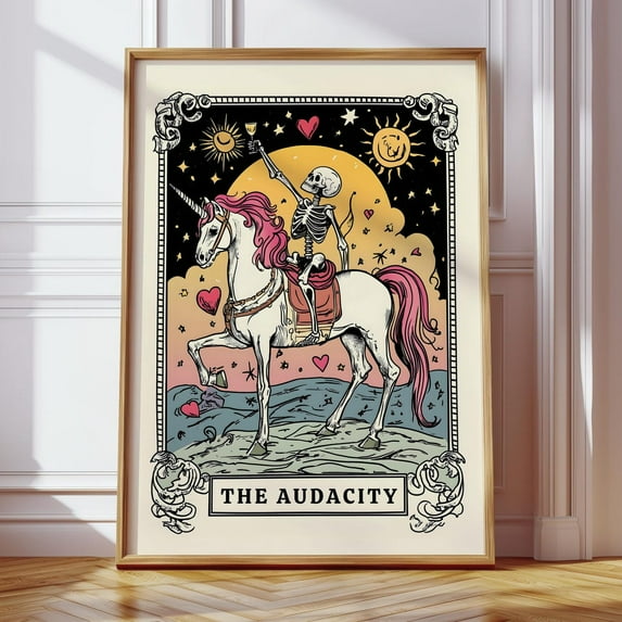 The Audacity Tarot Art Print,Skeleton Lovers Feminist Poster,Maximalist Tarot Wall Art,Witchy Decor,Female Power, Gothic Art Dorm Decor Wall Wall Art, Modern Wall Decor, 24x36 UNFRAMED