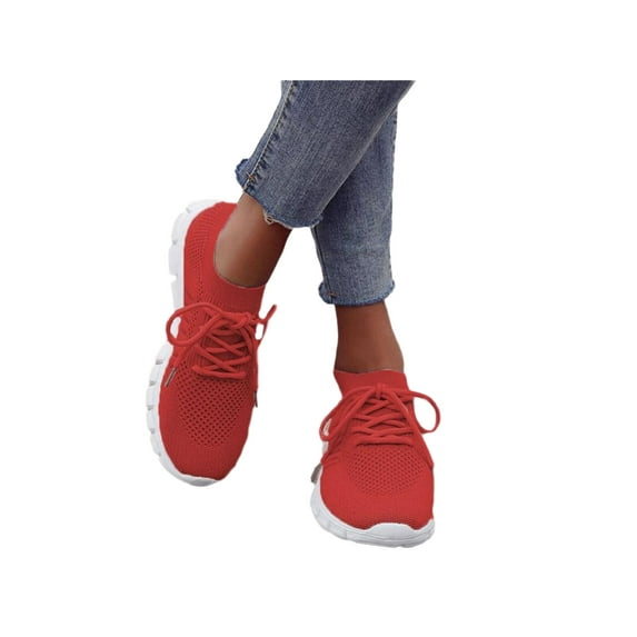 Audeban WOMENS LADIES KNIT TRAINERS LACE UP SPORT SNEAKERS CASUAL RUNNING TENNIS SHOES SIZE 4.5-11