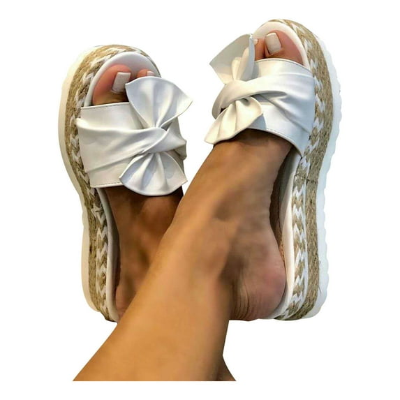 Audeban Women Bowknot Slippers Mules Platform Casual Shoes Summer Beach Non-Slip Sandals Size 5.5-9.5