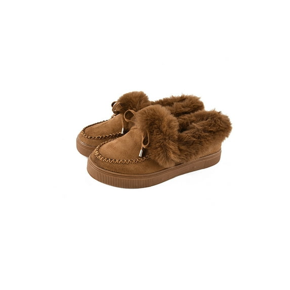 Audeban Women Winter Boots Bowknot Loafers Winter Warmer Slipper
