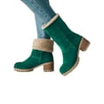 thumbnail image 1 of Audeban Women's Fashion Classy Elegant Biker Rugged Plush-Lined Soft Leather Ankle-Boots, Round-Toe, Chunky Heels Platform, Rubber Lug Sole, 1 of 2