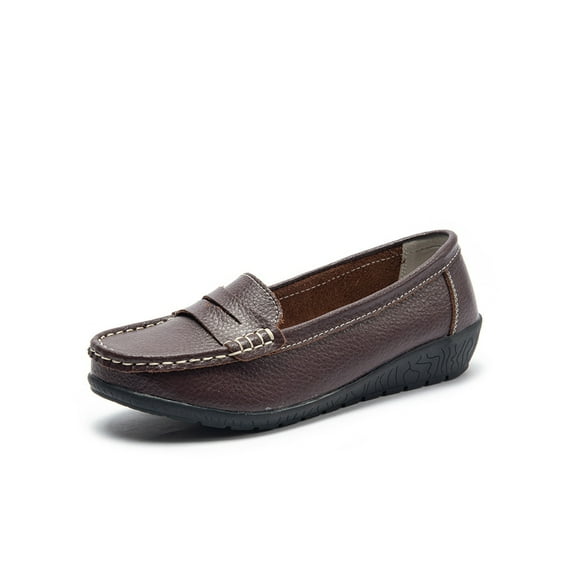 Audeban Women's Penny Loafers Leather Driving Moccasins Comfort Boat Shoes Daily Casual Size 4.5-10 Coffee 5.5