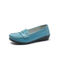 thumbnail image 1 of Audeban Women's Penny Loafers Leather Driving Moccasins Comfort Boat Shoes Daily Casual Size 4.5-10 Light Blue 5, 1 of 6