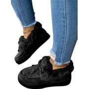Audeban Womens Fuzzy Slippers Boots Cozy House Shoes Indoor Outdoor Rubber Sole Anti-Skid Size 4-12