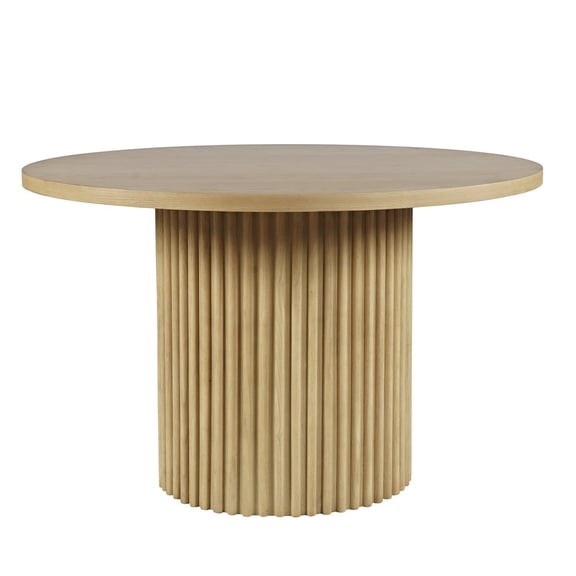 Auden 48" Round Mid-Century Modern Fluted Pedestal Base Dining Table