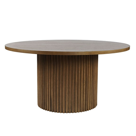 Auden 60" Round Mid-Century Modern Fluted Pedestal Base Dining Table