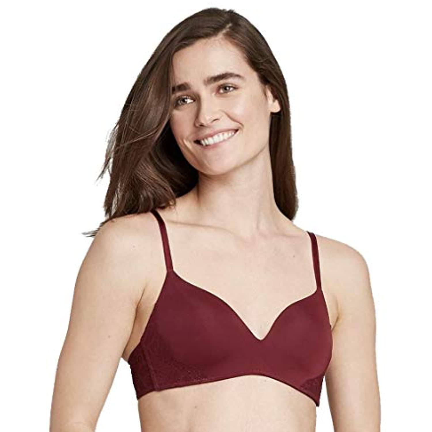 Auden Women's Bliss Lightly Lined Wirefree Bra with Lace - (Berry