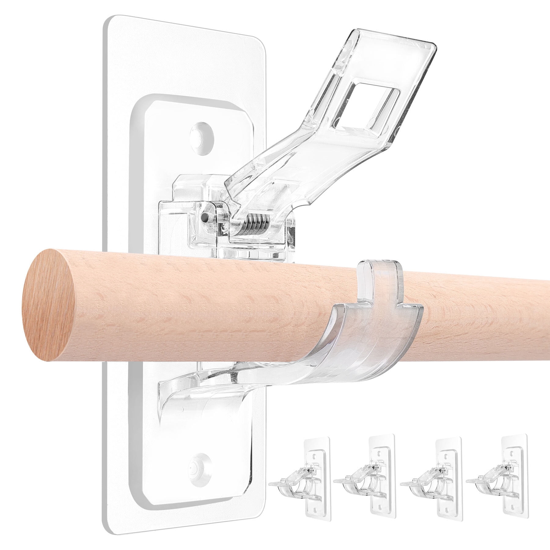 Audend 4-Pack No Drill Curtain Rod Holders,Self-Adhesive Adjustable Rod ...