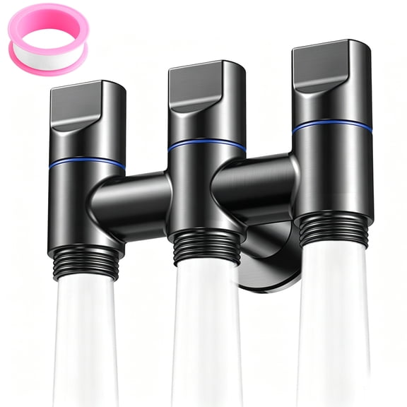 Audessy 3-Way Water Changer Control Valve, Three-Way Water Injection Angle Valve, One Inlet and Three Outlet Angle, for Washing Machines and Toilets (Dark Grey)