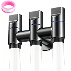 Audessy 3-Way Water Changer Control Valve, Three-Way Water Injection Angle Valve, One Inlet and Three Outlet Angle, for Washing Machines and Toilets (Dark Grey)