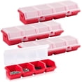 thumbnail image 1 of Audessy 4 Pack Screw Organizer Box with Lids, 4 Compartments Tool Bin Stackable Sorting Screw Toolbox for Garage Nails Hardware Workbench Organizing Storage, Red, 1 of 8