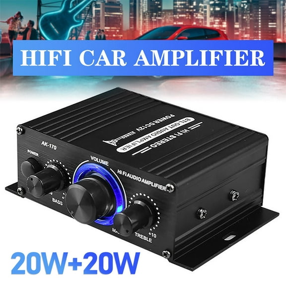 Audessy 400W 12V 2 Channel Powerful Stereo Audio Power Amplifier HiFi Bass Amp Car Home