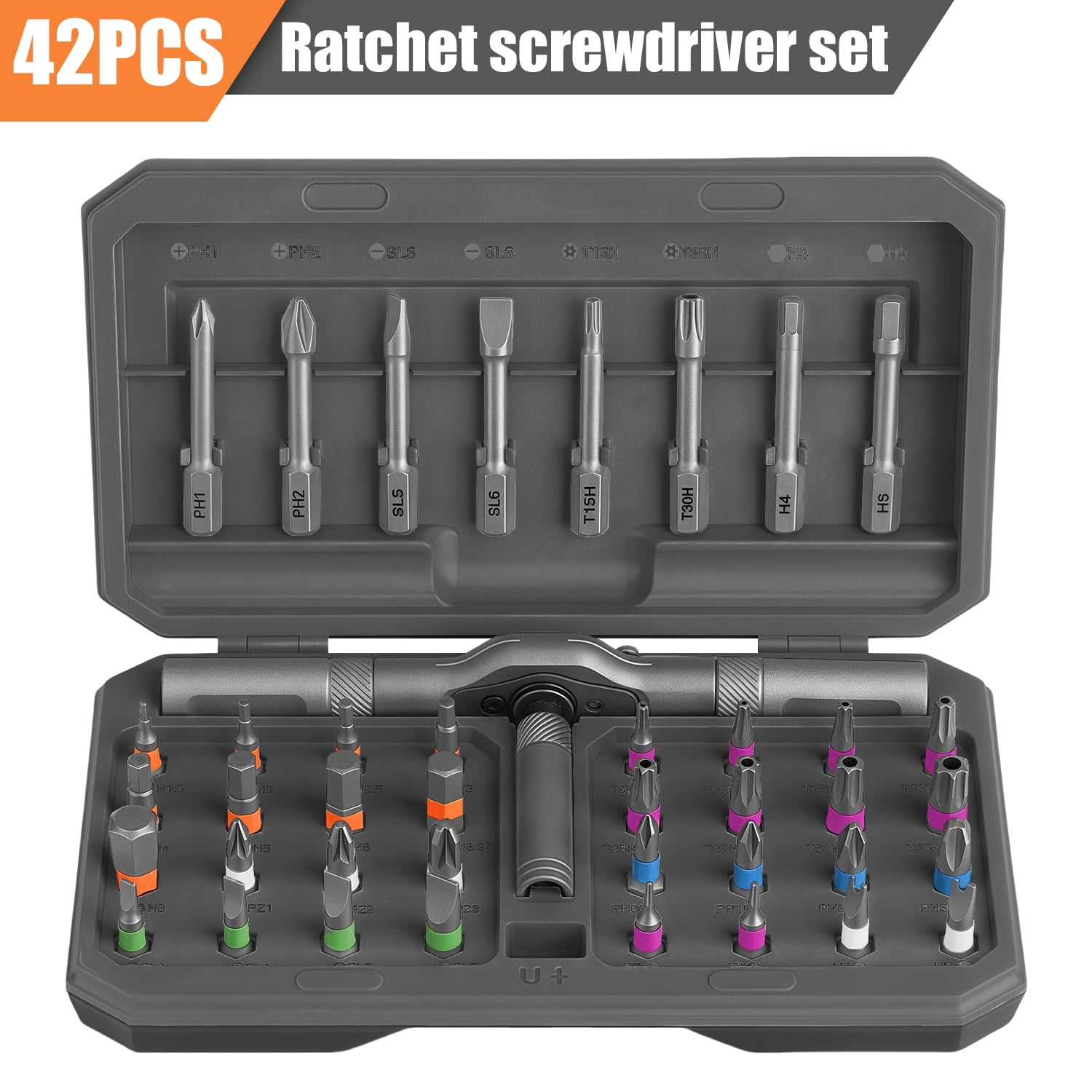 Audessy 42 in 1 Magnetic Screwdriver, Multi Bit Ratcheting Screwdriver Set with Storage Case Repair Tool Kit for Computer, Eyeglass, Bicycles, Watch, Ring Doorbell, Furniture and DIY, Black