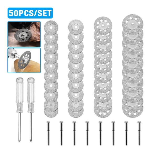 Audessy 50PCS Diamond Cutting Wheels for Dremel Tool Tile Cut Off Disc Glass Stone 545 Cutter Blades Cutoff Wheel Set Rotary Discs Ceramic Tiles Bits Saw Blade Rock Masonry Bit