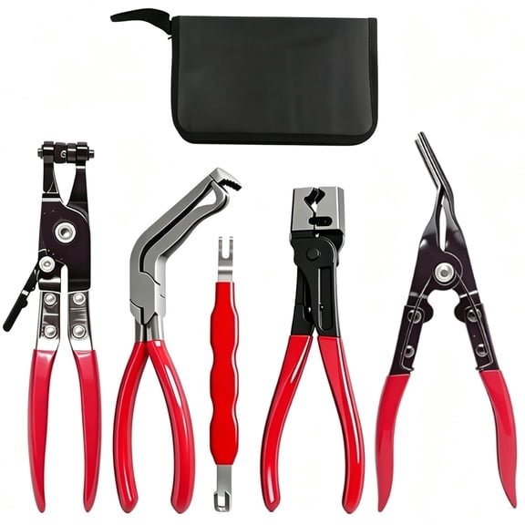 Audessy 5Pcs Automotive Electrical Disconnect Pliers Kit, Electrical Connector & Terminal Removal Tool Set with Hose Clamp Pliers for Wire Harness, Sensor Plugs & Trim Clips with Storage Bag