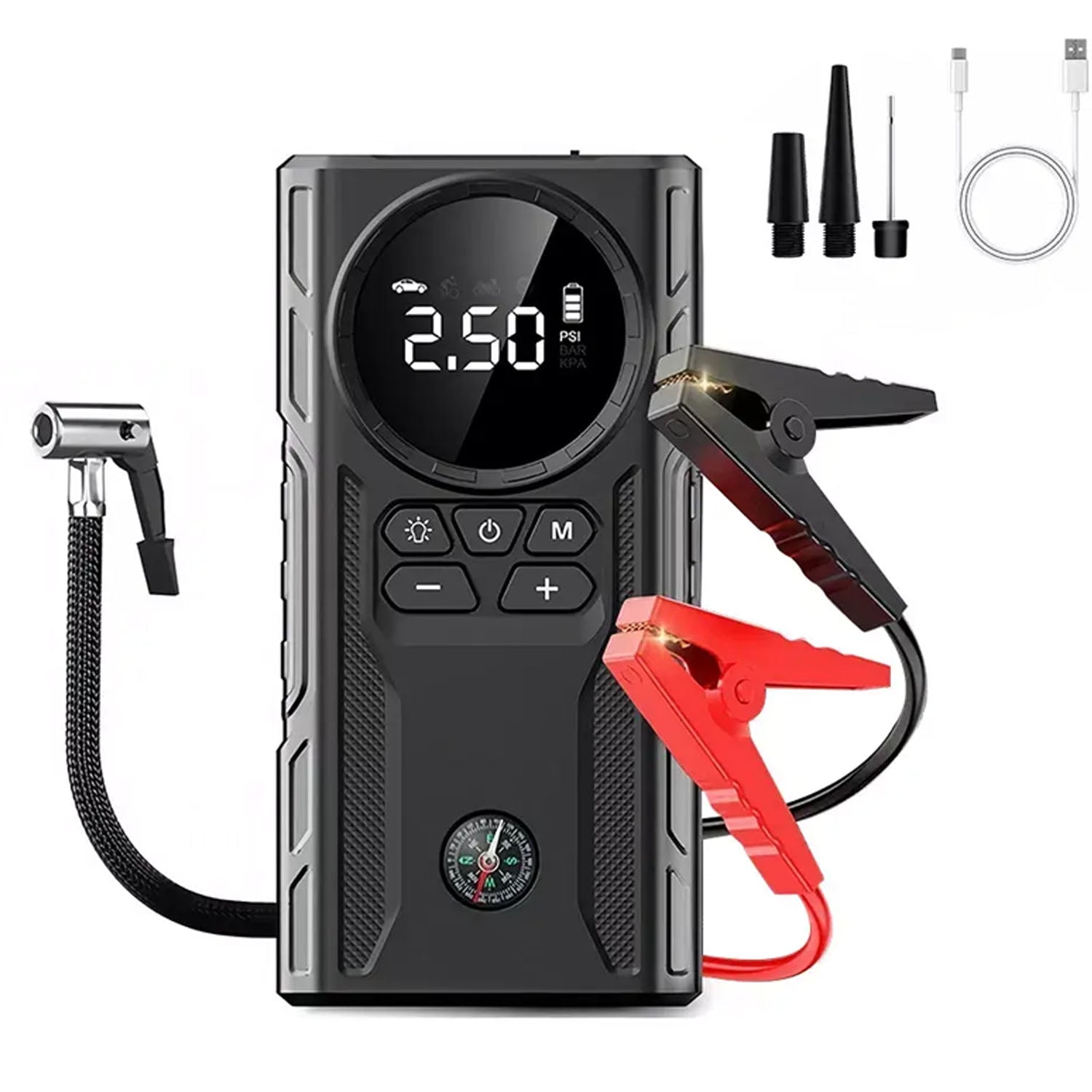 Audessy Car Jump Starter with Air Compressor Battery Pack Charger Tire Inflator Portable