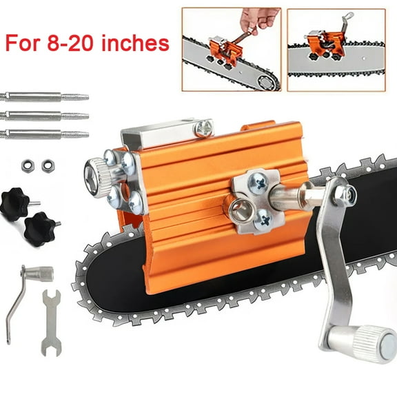 Audessy Chainsaw Sharpener, Portable Hand Crank Chain Sharpening Jig Kit with Sharpening Rods, Home Chain Saw Blade Sharpener Tool