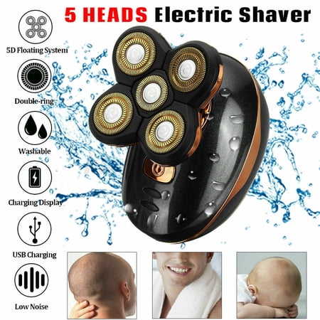 Audessy Father's Day Bald Head Shaver Electric Beard Razor IPX5 Waterproof Cordless Hair Grooming Trimmer Clipper USB Rechargeable, Black