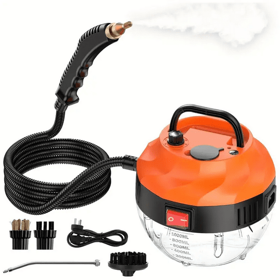 Audessy High Pressure Steam Cleaner, 1500W Portable Handheld High Temperature Steam Cleaner for Clean Range Hoods, Air Conditioners, Refrigerators, Stoves, Car Engines, Orange