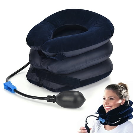 Audessy Neck Stretcher, Cervical Neck Traction Device, Inflatable & Adjustable Neck Braces for Neck Pain and Support, Neck Traction Pillow for Home Use Neck Decompression, Blue