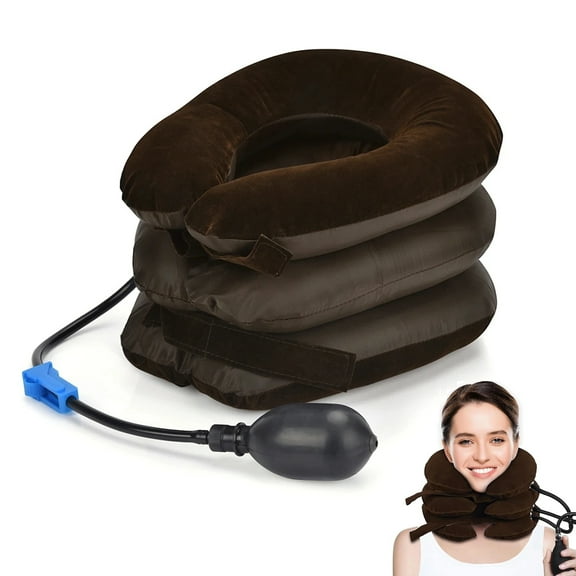 Audessy Neck Stretcher, Cervical Neck Traction Device, Inflatable & Adjustable Neck Braces for Neck Pain and Support, Neck  Traction Pillow for Home Use Neck Decompression, Coffee