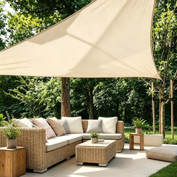 Audessy Triangle Shade Sail 13x13x13 FT, UV Block & Waterproof Sun Shade for Backyard Patio, Deck, Garden, Beige