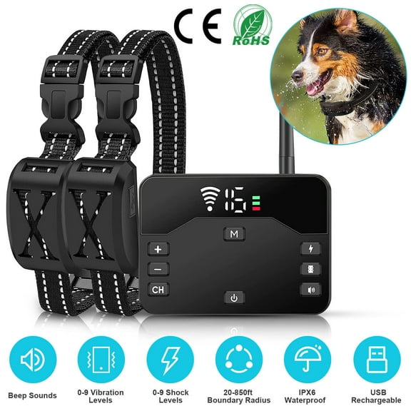 Audessy Wireless Dog Fence For 2 Dogs,Electric Fence for Dogs 2 in 1 Wireless Dog Fence Collar Pet Containment System