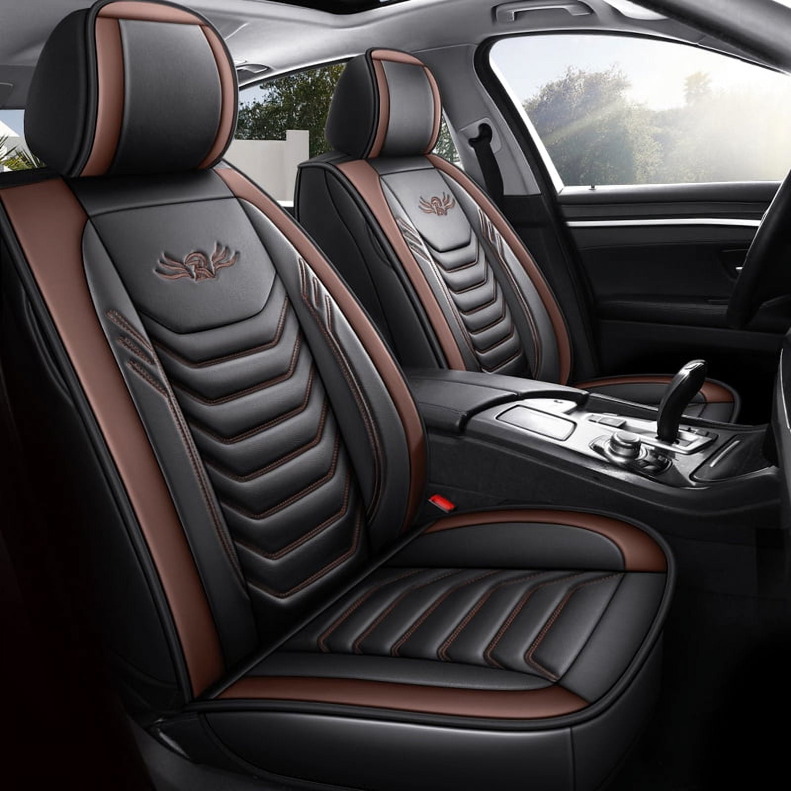 Audew 1pc Luxury PU Leather Car Seat Covers, Waterproof Breathable Car Front Seat Cushion, Non-slip Protector with Back Storage Bag