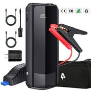 Audew 2000A Peak 20000mAh Car Jump Starter for All Gas Engines or Up To 8.5L Diesel Engines with LCD Power Display , Ep155 - Black