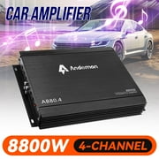 Audew 4-Channel Car Amplifier 8800W Max 12V-13.8V High Power Compact Audio System
