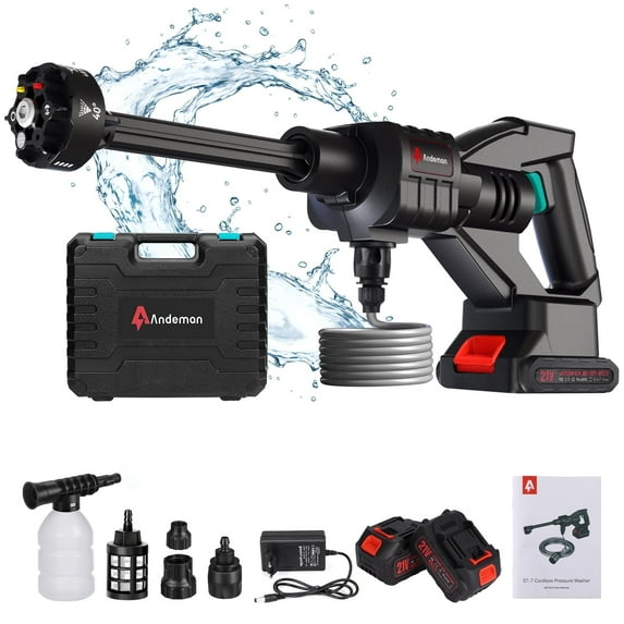 Audew (Andeman) 600PSI Cordless Pressure Washer - 6-in-1 Multipurpose Cleaner with 2x1.5Ah Batteries