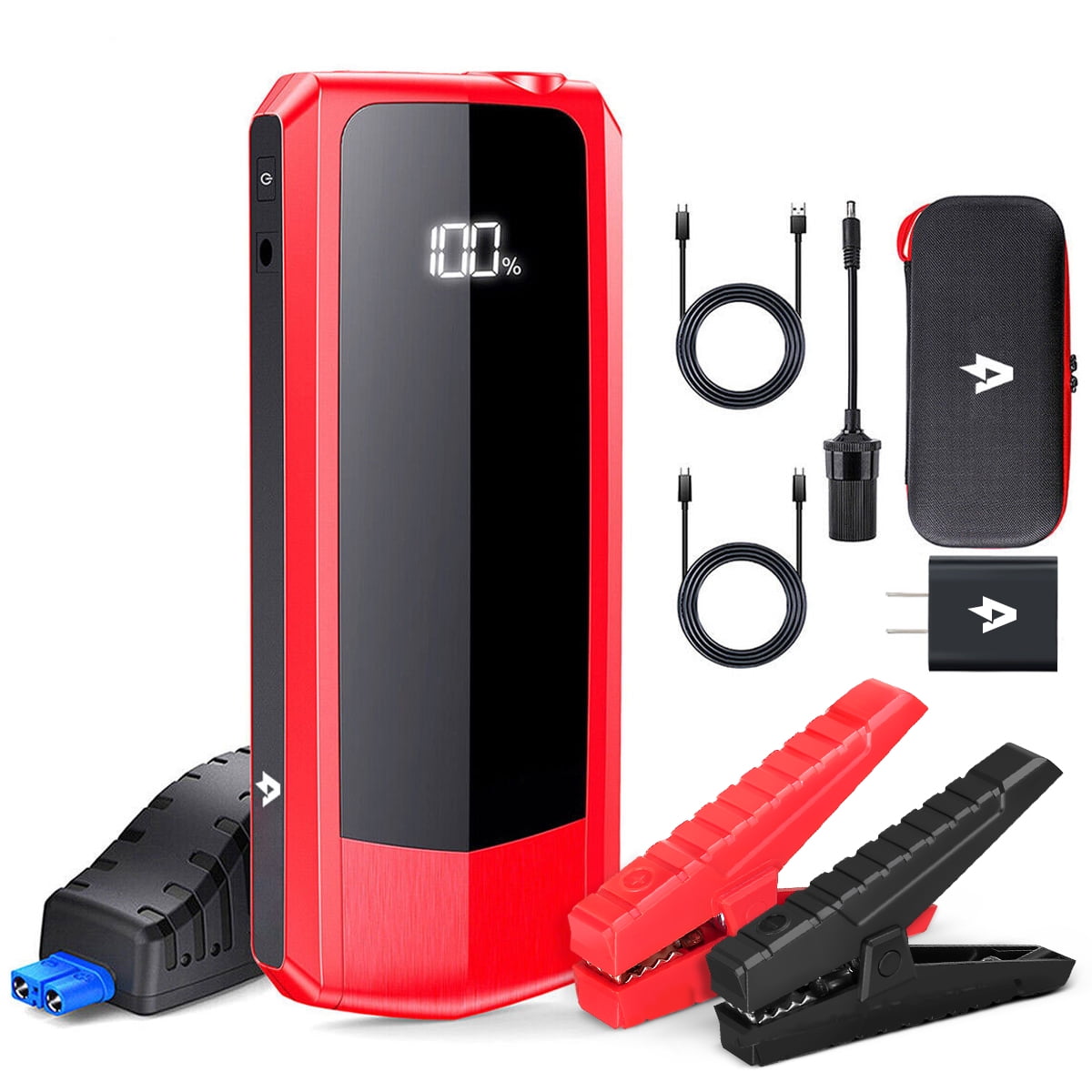 Audew (Andeman) Car Jump Starter, 2000A Peak 20000mAh Battery Jump Starter, Start Any Gas Engine or up to 8.5L Diesel Engine, 12V Car Jumper, Battery Booster Power Pack, Quick Charge 3.0 Ports, Red - image 1 of 11