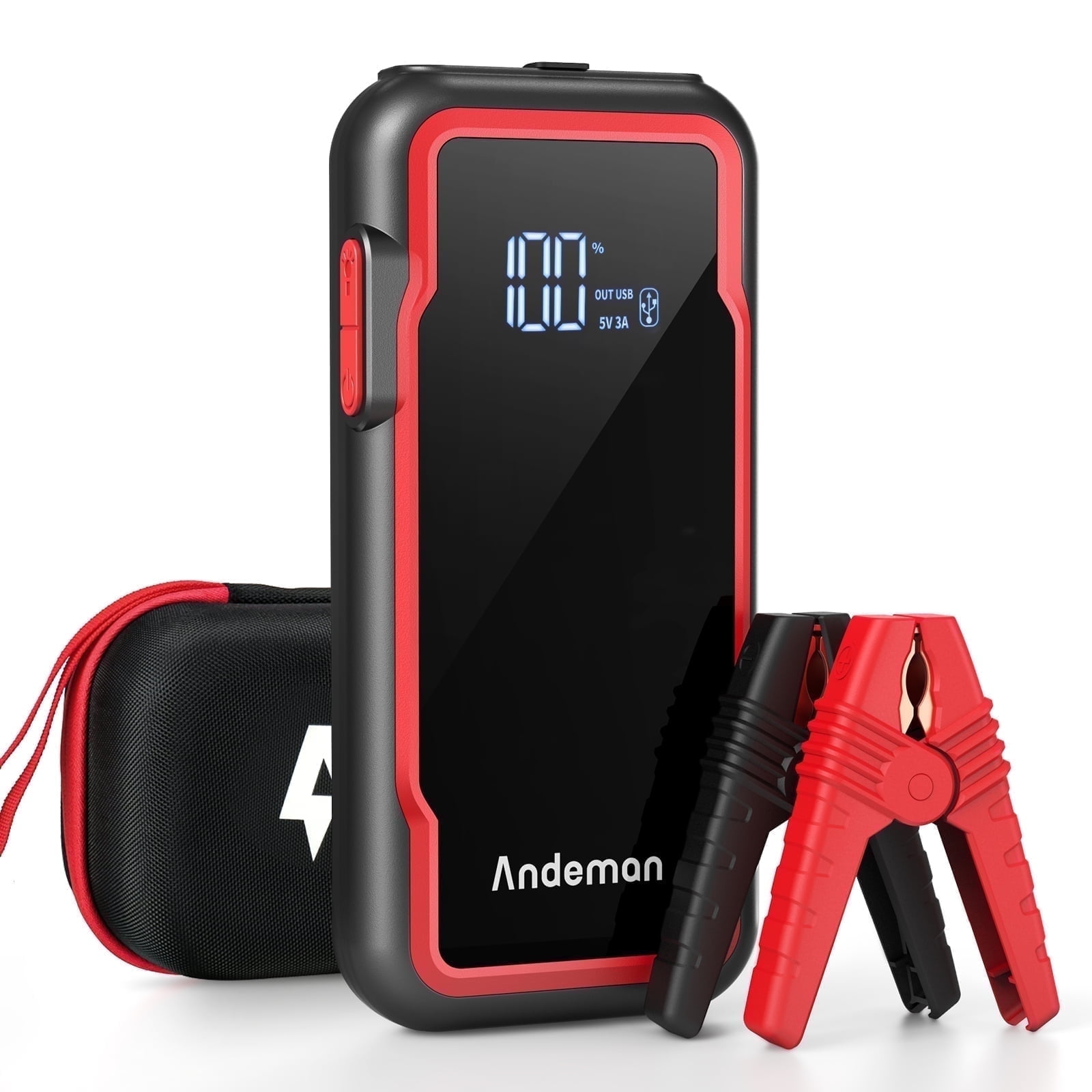 Audew (Andeman) Car Jump Starter, 3000A Peak 20000mAh Battery Jump Starter, Start Any 9L Gas Engine or up to 7L Diesel Engine, 12V Car Jumper, Battery Booster Power Pack, Type-C Quick Charge, Red