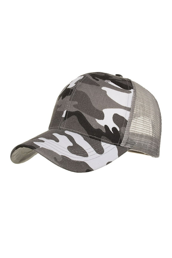 Baseball Cap Camouflage Summer Cap Mesh Hats for Men Women Casual Hats Hip Hop Baseball Caps Dad Hats Grey One Size