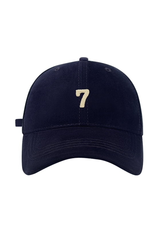 Baseball Cap Spring/Summer Big Head Soft Top 7 Digital Solid Duck Tongue Hat Baseball Hat Hat Navy One Size