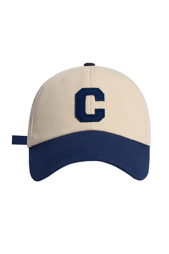 Baseball Cap Spring/Summer Big Headed Soft Top C Letter Colored Duck Tongue Hat Baseball Hat Hat Navy One Size