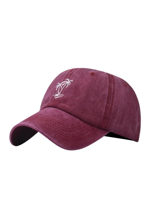 Baseball Cap Women Summer Fashion Beach Adjustable Washable Cotton Baseball Cap Sun Hat Outdoors Hat Dad Hats Wine One Size