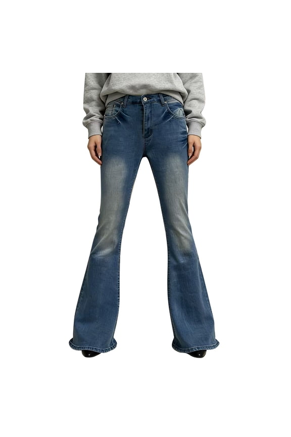 Bell Bottom Jeans for Women Women's High Waisted Flare Bell Bottom Jeans Stretchy Wide Leg Jeans Denim Pants Womens Jeans Stretchy Light Blue 3XL