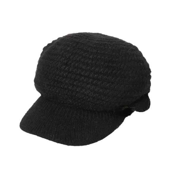 Audhol Berets Winter Warm Knitted Plain Dyed Colorful Hat Letter Charm Custom Knit Hat for Women Hat Black One Size